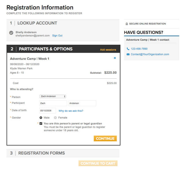 Online Camp Registration